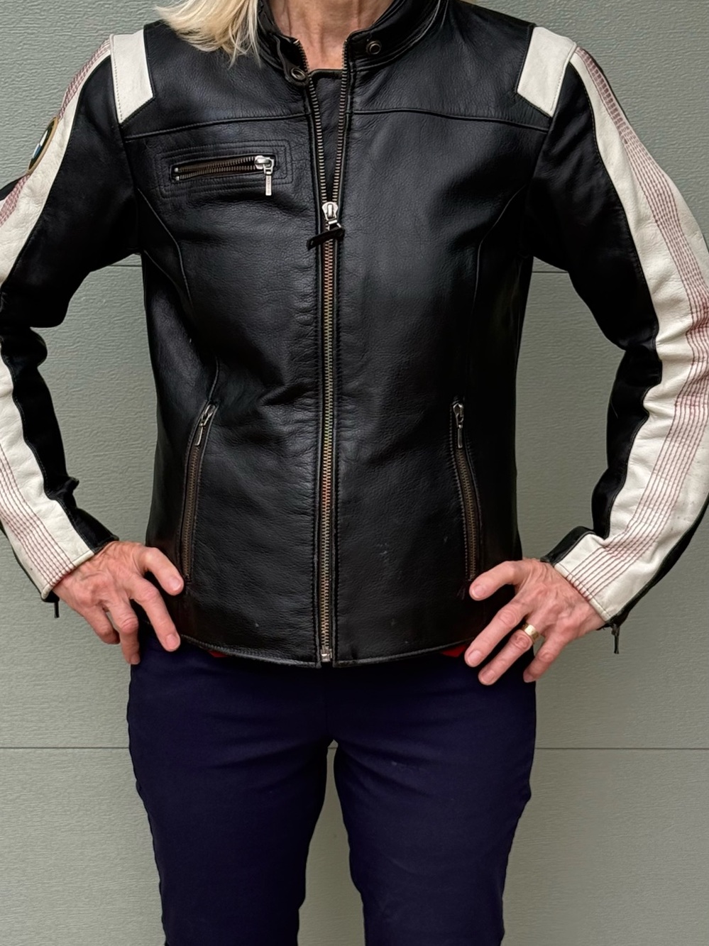 BMW club ladies vintage biker leather jacket size S